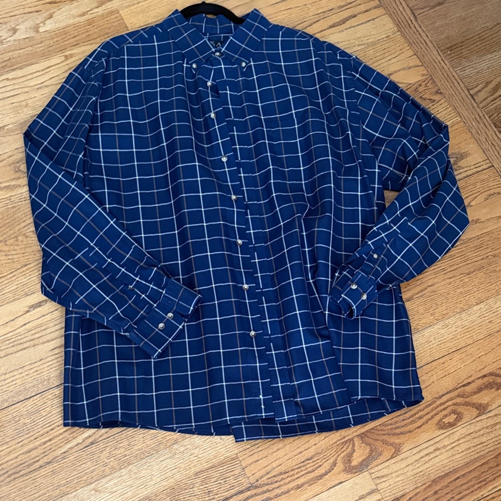 Jos. A. Bank Navy and White Grid Shirt